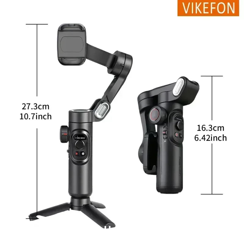 VIKEFON New 3-Axis Handheld Gimbal Wheel Selfie Stick Outdoor Photography Tiktok Vlog Recording With Fill Light for iOS  Android