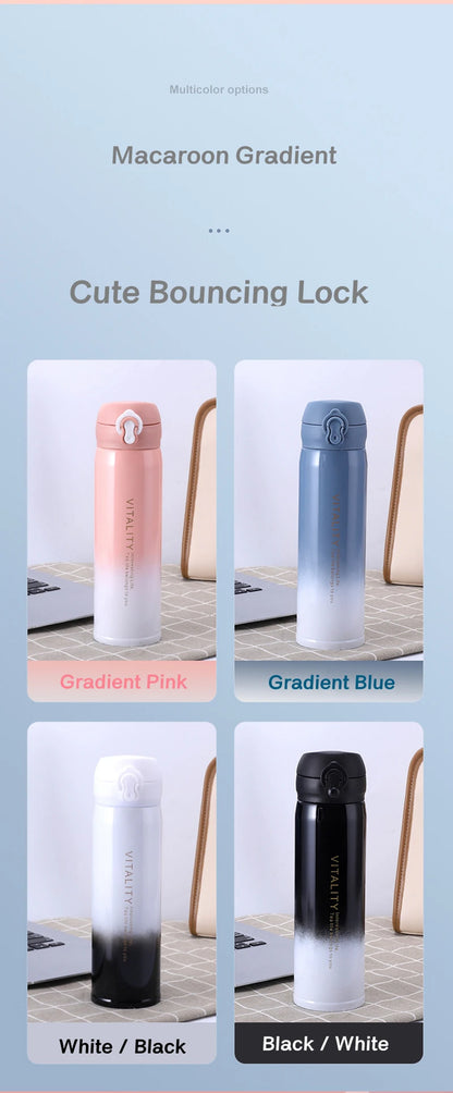 Korean Gradient Color Portable Vacuum Kettle Office Use Stainless Steel Insulation Coffee Cup Thermos Mug