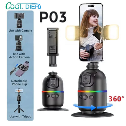 COOL DIER AI Smart Gimbal 360 ° Auto Face Tracking Gimbal All in One Rotation for Smartphone, Video Vlog Stabilizer Phone Holder