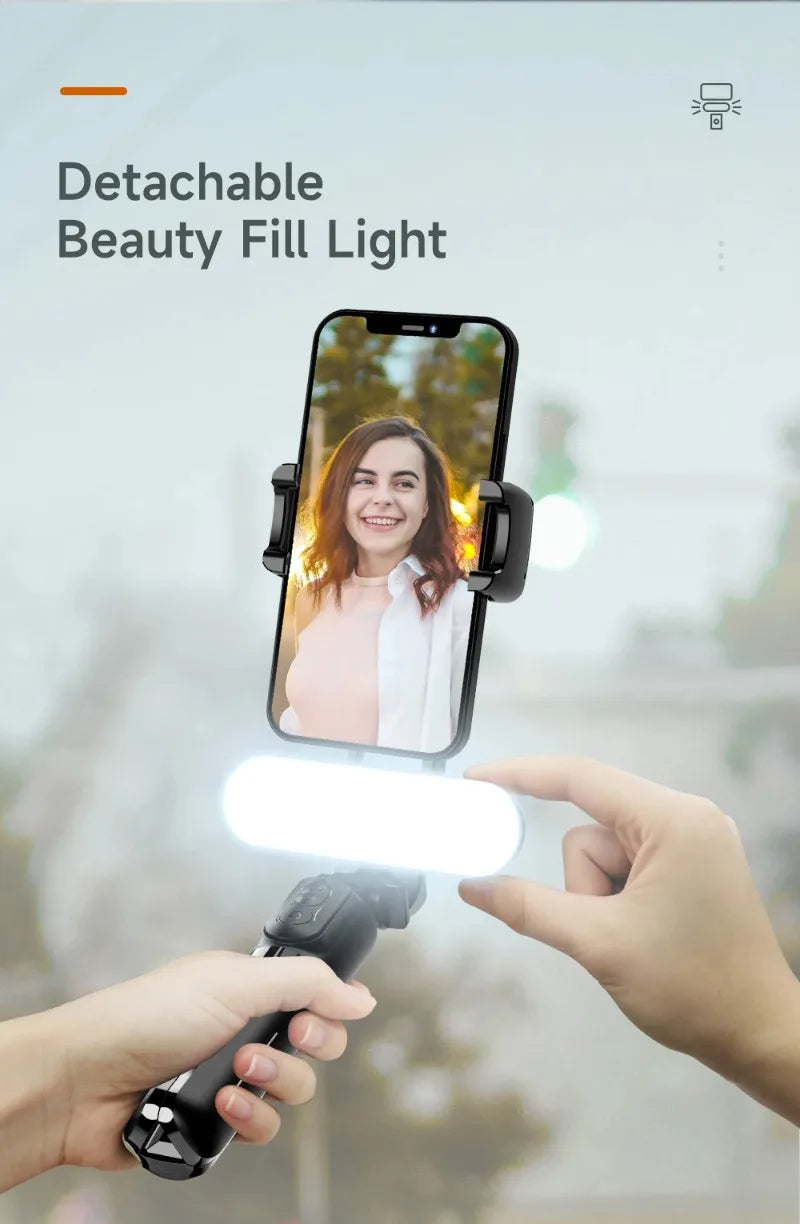 Gimbal Stabilizer with Fill Light Selfie Tripod Wireless Anti-shake Bluetooth Stabilizer for Smartphone Xiaomi IPhone 16 Pro Max