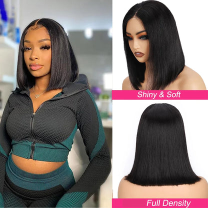 Wear And Go Glueless Wigs Human Hair Bob Straight Pre Cut Lace Front Wigs Human Hair Upgraded No Glue Lace Front Wigs For Women