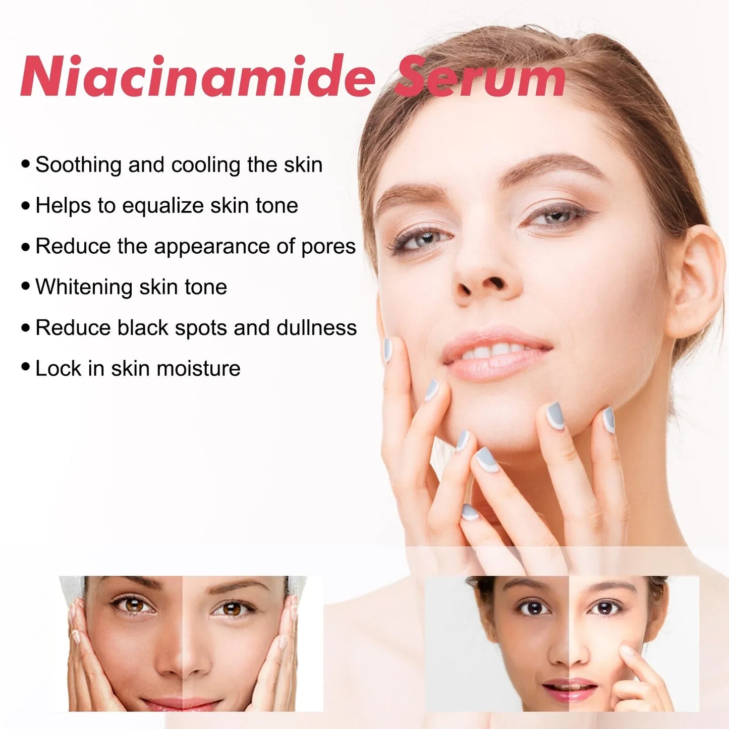 Peach Niacinamide Essence Fade Fine Lines Facial Serum Women Moisturize Brighten Face Serum Fade Dull Melasma Lighten Skin Care