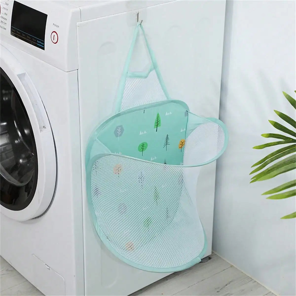 Portable Mesh Pop Up Laundry Hamper Wide Opening Breathable Collapsible Space-Saving Laundry Basket Dorm Travel Bathroom Items