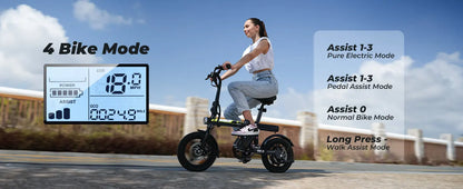 U1 Electric Bike for Adults 500W Motor, 20 mph Folding , 14" Adults Electric Bicycles with Smart Uphill, 280.8Wh