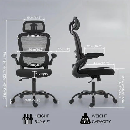 Office Desk Chairs with Wheels, Comfortable Gaming Chair, High Back Office Chair for Long Hours (Black)