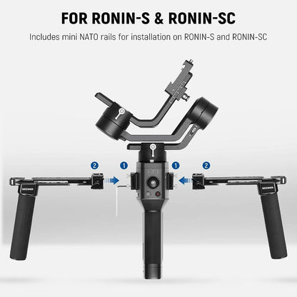 NEEWER Dual Handgrip For DJI RS4 RS4 Pro RS3 RS3 Pro RS2 RSC2 Ronin S SC Gimbal Dual Handle Kit with 2 Mini NATO Rails