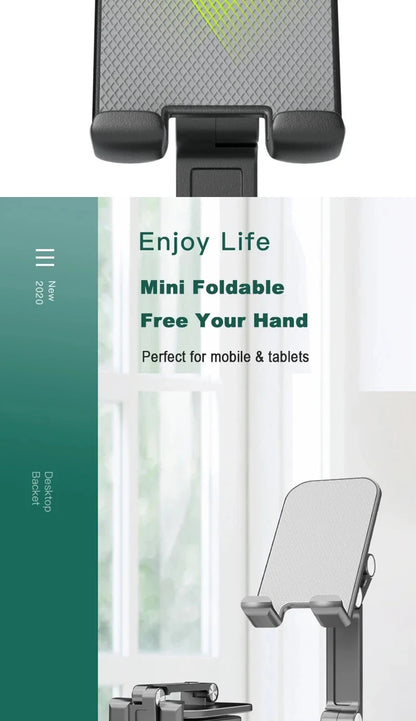 Three Sections Foldable Desk Mobile Phone Holder For iPhone for iPad Tablet Flexible adjustable Lazy phone holder ABS material