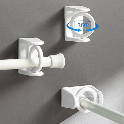 360° Rotatable Retractable Pole Fixator for Non-drilling Strong Adhesive Hooks Towel Rod Shower Curtain Rod Bracket