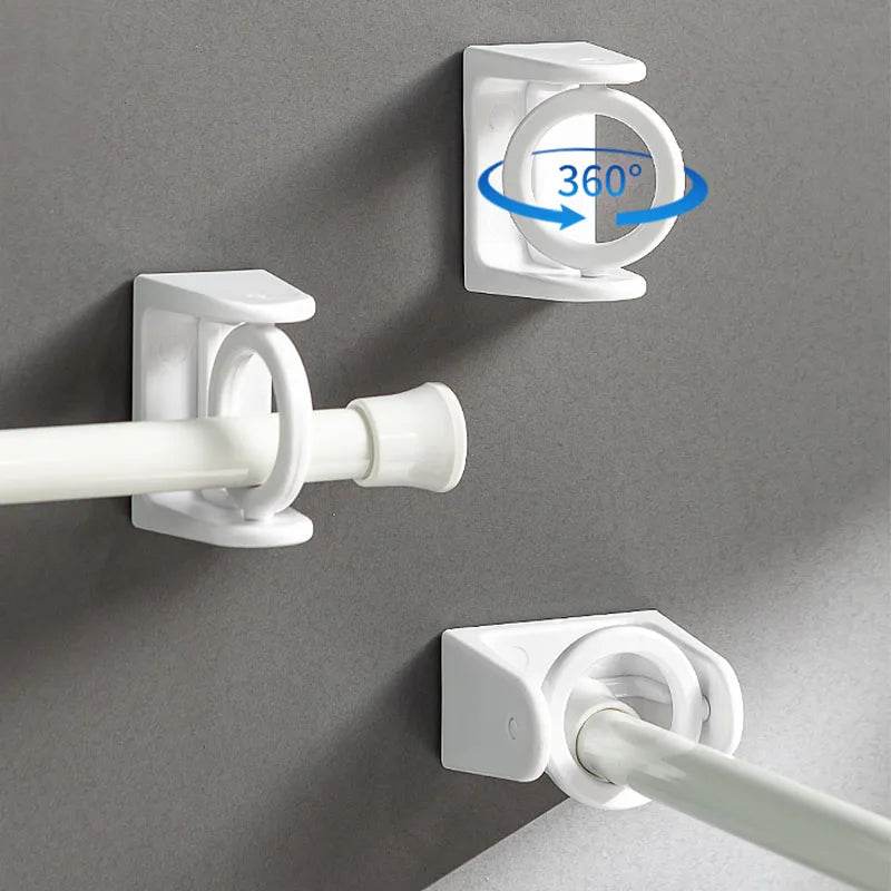 360° Rotatable Retractable Pole Fixator for Non-drilling Strong Adhesive Hooks Towel Rod Shower Curtain Rod Bracket - MarvelouStoree