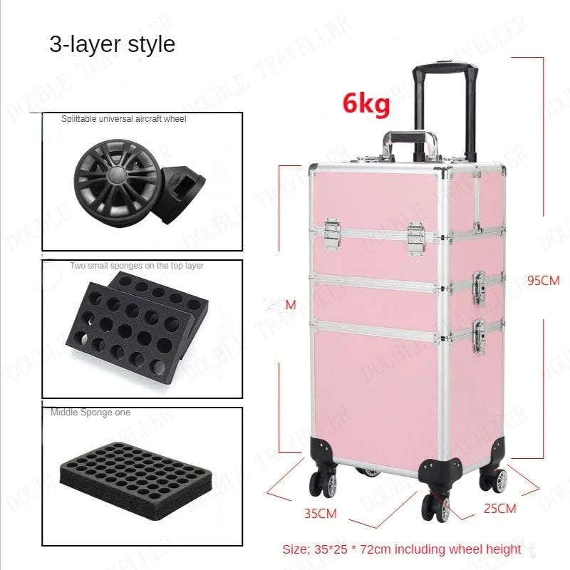 Multi-functional New Trolley cosmetic bag,rolling luggage Makeup Toolbox case Cosmetic Bags on Wheel,Nail tattoo trolley box bag - MarvelouStore