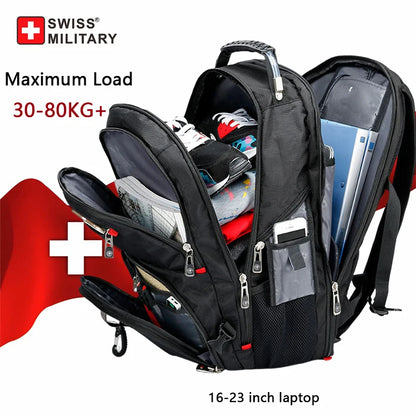 SWISS 17" Laptop Backpack Waterproof USB Charge Port Swiss-style Multifunctional Rucksack Schoolbag Mochila Hiking Travel bag