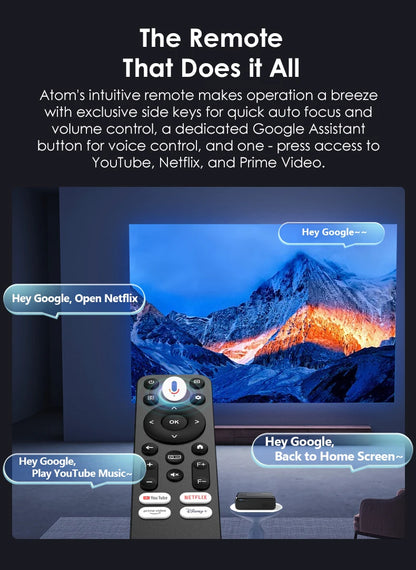 [Netflix Officially-Licensed] Smart Home Theater Projectors 4k Ultra HD for Movies Auto Focus and Keystone 1280 ANSI Projector