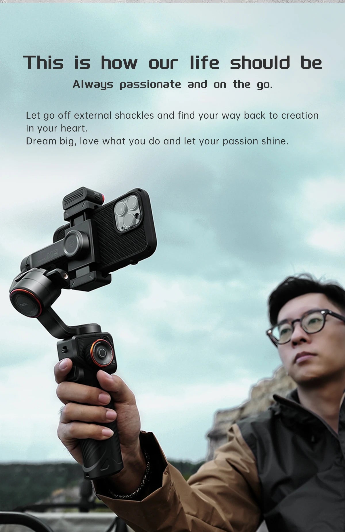 Hohem iSteady M6 Smartphone Gimbal Stabilizer, 3-Axis Gimbal, AI Auto-Tracking, Fill Light, for iPhone and Android