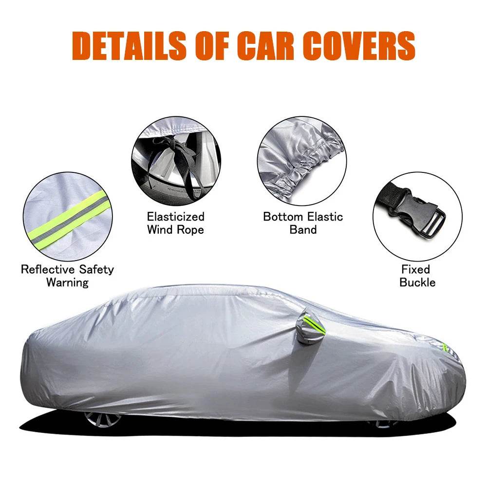 S-XXL Car Cover Sedan Full Covers with Reflective Strip Sunscreen Protection Dustproof&Waterproof UV Scratch-Resistant Universal - MarvelouStoree