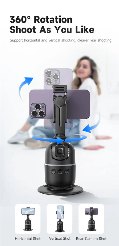 COOL DIER AI Smart Gimbal 360 ° Auto Face Tracking Gimbal All in One Rotation for Smartphone, Video Vlog Stabilizer Phone Holder