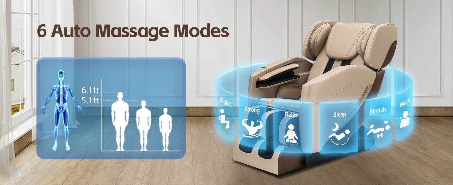 Full Body Zero Gravity Massage Chair with Auto Modes, 8 Fix Point Rollers, Bluetooth, Foot Massage= - MarvelouStoree