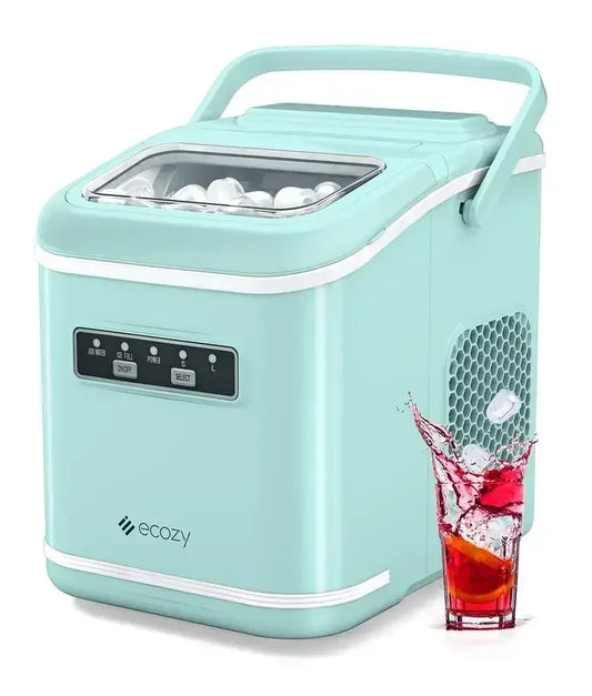 ecozy Ice Maker, Portable Ice Maker, 26lb, 9 Cubes in 6Min, Self-Cleaning, Kitchen Utensils