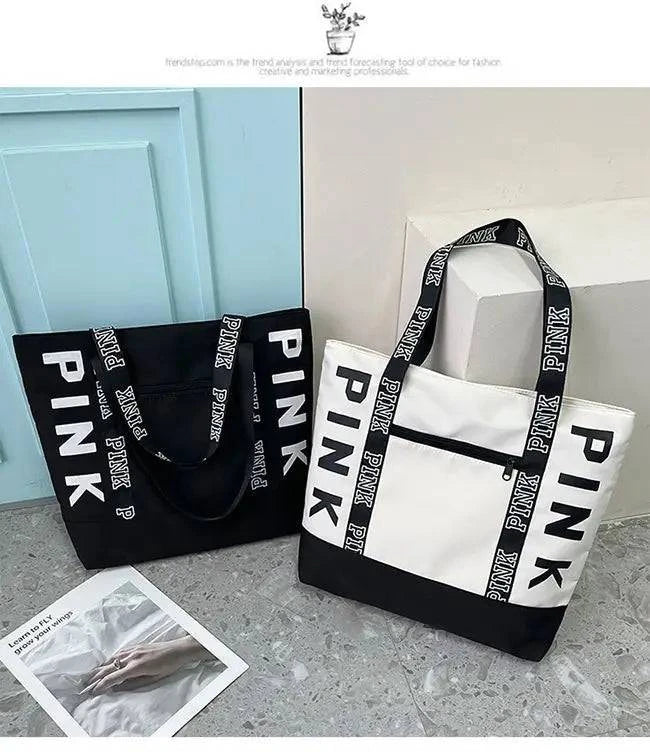 2024 New Korean Fashion Shoulder Bag Trend Letter Bag Printed Bag Color Contrast Letter Strap Handbags Large Capacity Tote