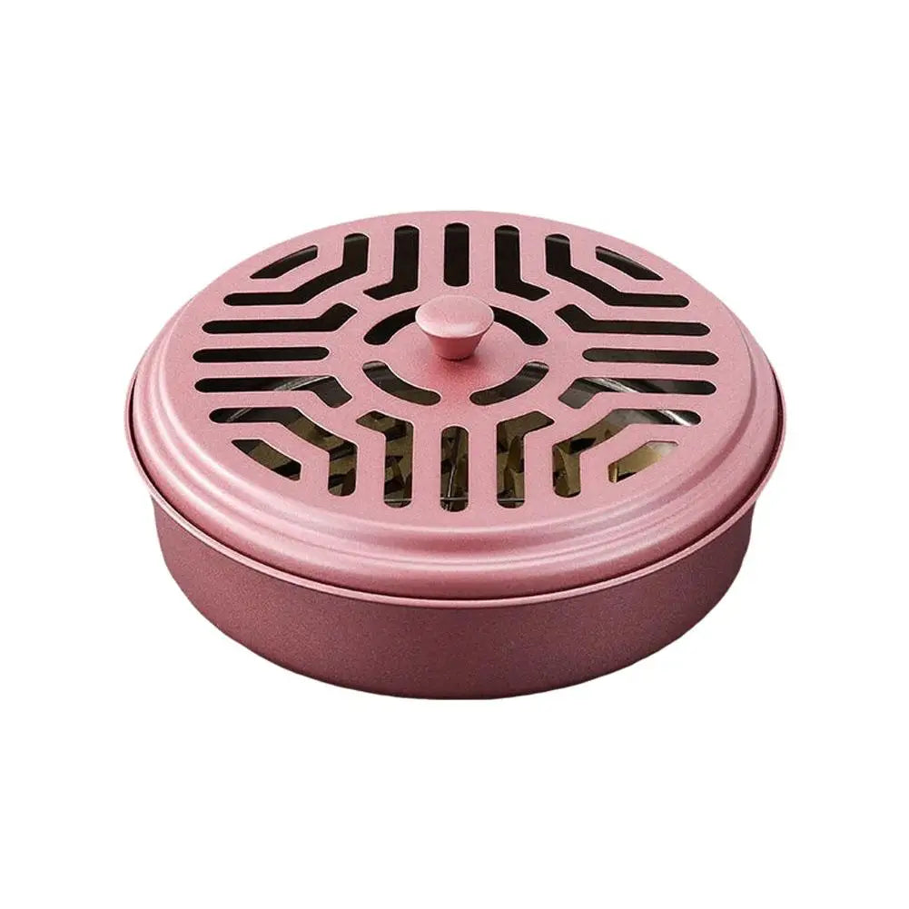 1PCS Stainless Steel Mosquito Coil Tray With Cover Mosquito Portable Coil Windproof Repellent Incense Stand Outdoor R1I2