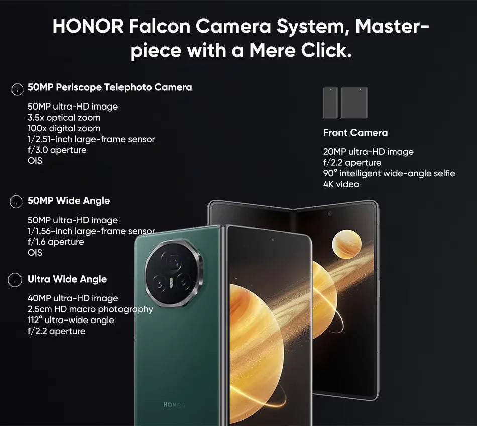 Honor Magic V3 5G Global Version Foldable LTPO Snapdragon 8 Gen 3 7.92" 120Hz AMOLED Display 50MP Triple Cameras 5150mAh 66W NFC