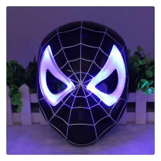 Marvel Luminous Mask Cosplay Costume Anime Spiderman Black Headgear Party Supplies Stage Performance Prop toys Halloween Gifts