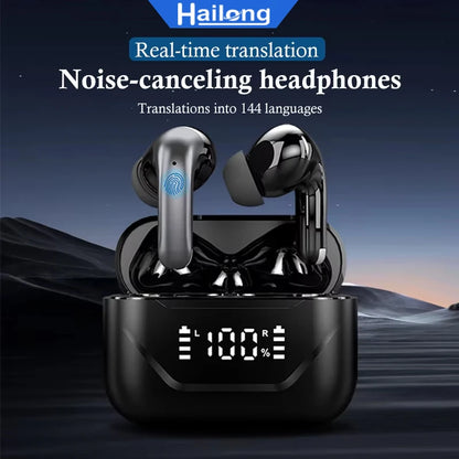 Real-time Translator Earbuds Office Wireless Earphone LED Display Bluetooth Headphones ENC Noise Reduction Earbuds Touch Control