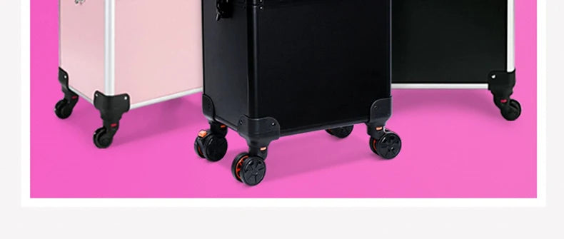 Professional 2/3/4 layers trolley makeup suitcase portable cosmetic trolley luggage box nail tattoo embroidery beauty toolbox