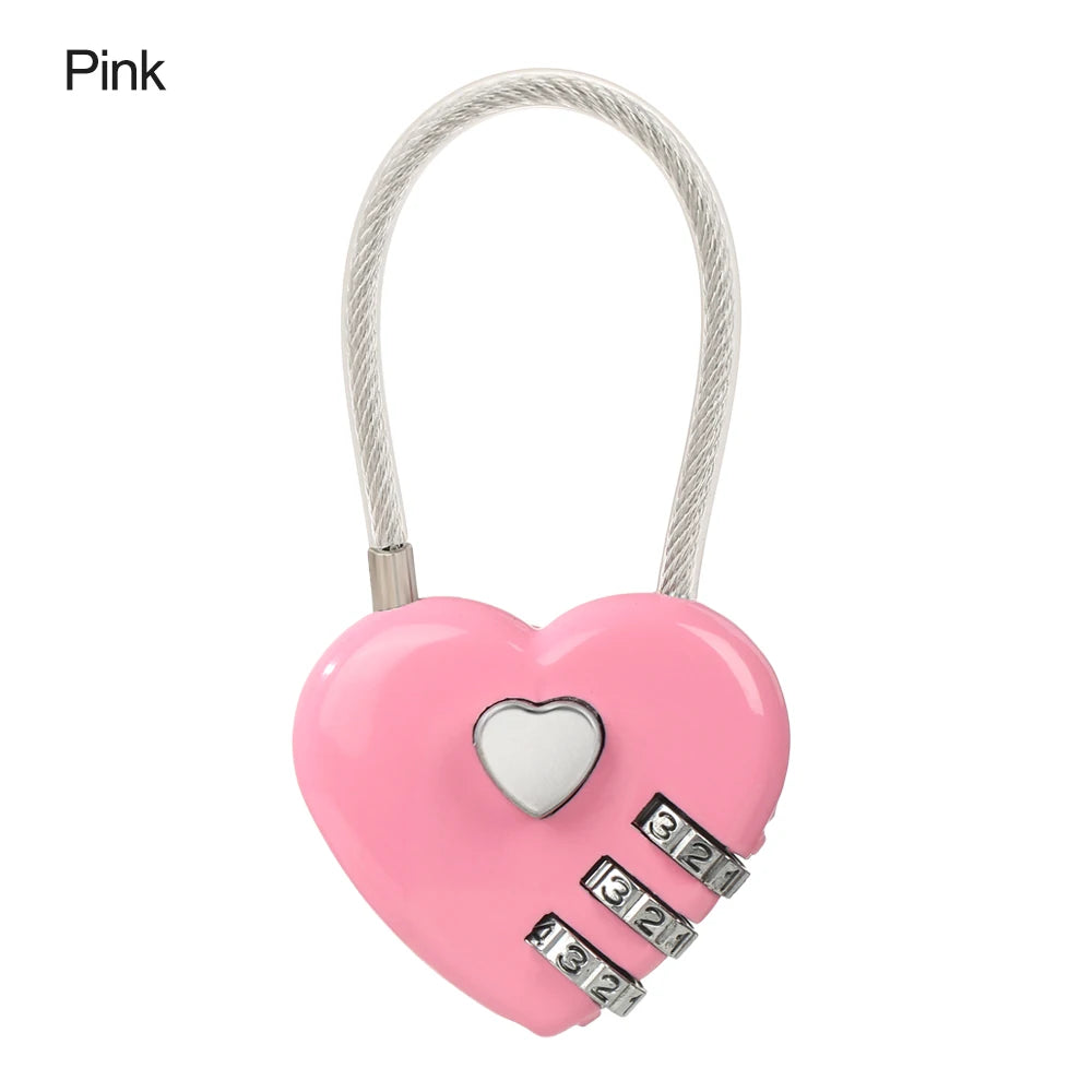 Heart Shaped 3 Digit Password Lock Luggage Travel Suitcase Locker Case Supply Code Drawers Padlock Security Tool Accessories