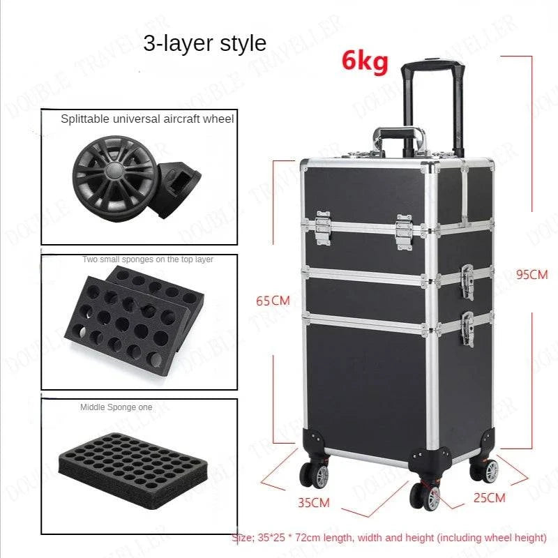 Multi-functional New Trolley cosmetic bag,rolling luggage Makeup Toolbox case Cosmetic Bags on Wheel,Nail tattoo trolley box bag - MarvelouStore