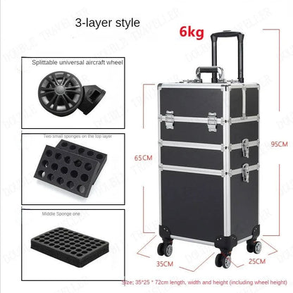 Multi-functional New Trolley cosmetic bag,rolling luggage Makeup Toolbox case Cosmetic Bags on Wheel,Nail tattoo trolley box bag - MarvelouStore