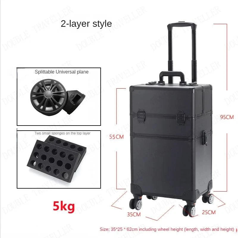 Multi-functional New Trolley cosmetic bag,rolling luggage Makeup Toolbox case Cosmetic Bags on Wheel,Nail tattoo trolley box bag - MarvelouStore