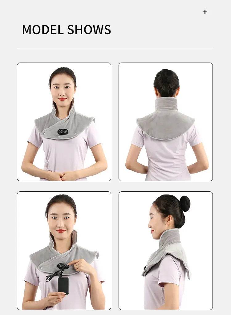 Electric Heating Shoulder Neck Pad Cervical Wrap Three Gear Thermal Compress Massager Vibration Shawl Warm Back Tool Relax Brace - MarvelouStoree