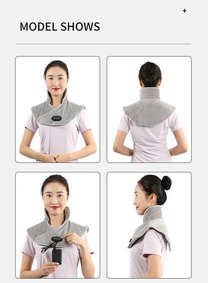 Electric Heating Shoulder Neck Pad Cervical Wrap Three Gear Thermal Compress Massager Vibration Shawl Warm Back Tool Relax Brace - MarvelouStoree