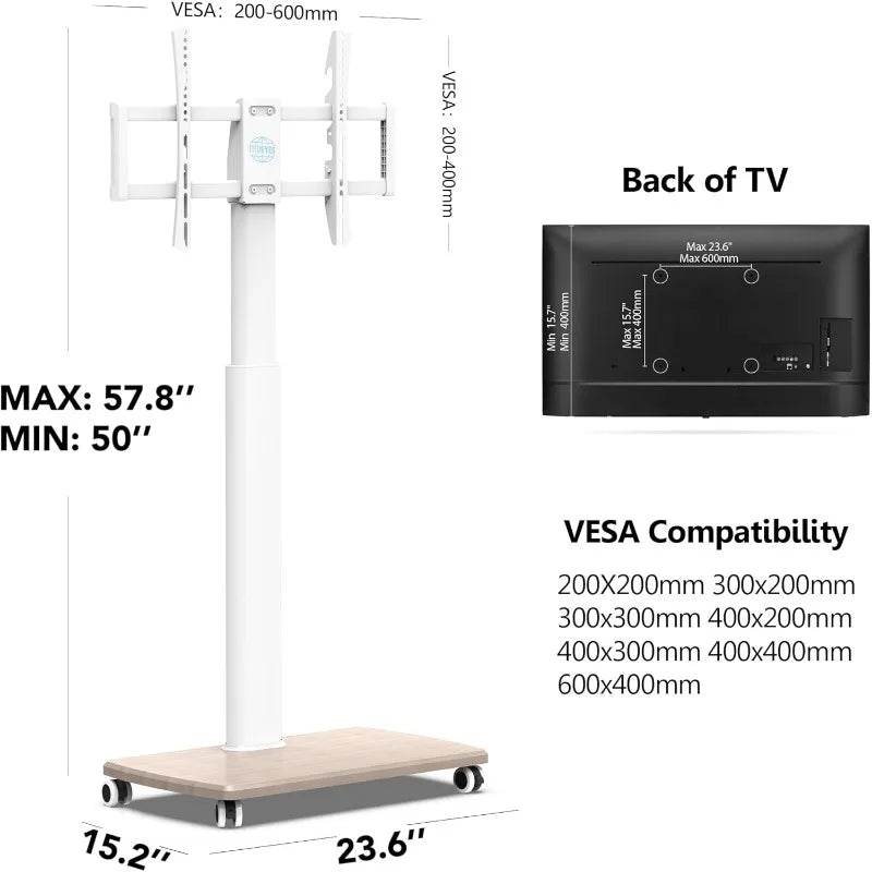 Rolling TV Floor Stand for 32 to 65 70 Inch TVs, Portable Mobile TV Cart on Wheels, Black Tall TV Stand with Swivel Mount - MarvelouStoree