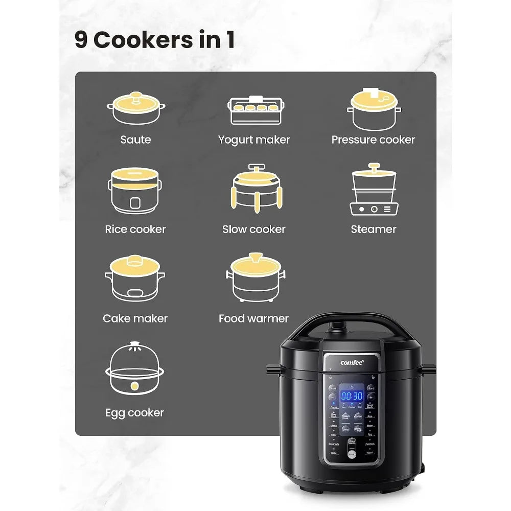 Rice Cookers, 9-in-1, 14 Presets Instant Multi Cooker Non-Stick Pot Yogurt Maker Slow Cooker Sauté Steamer, Rice Cookers