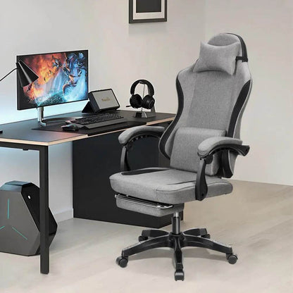 Gaming Chair Faux Leather Massage Gaming Chair Ergonomic Computer Chair With Footrest, Office With 360 Rotation Wheels - MarvelouStoree