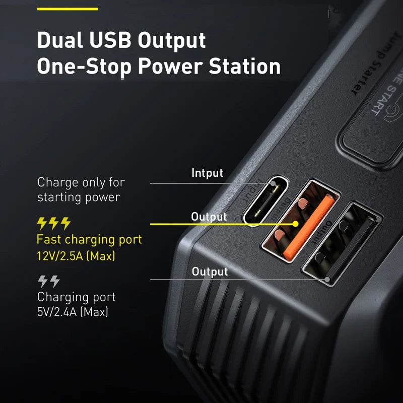 Baseus 20000mAh Car Jump Starter Power Bank 2000A 20000mAh Car Battery Charger Auto Emergency Booster Starting Device Jump Start - MarvelouStoree