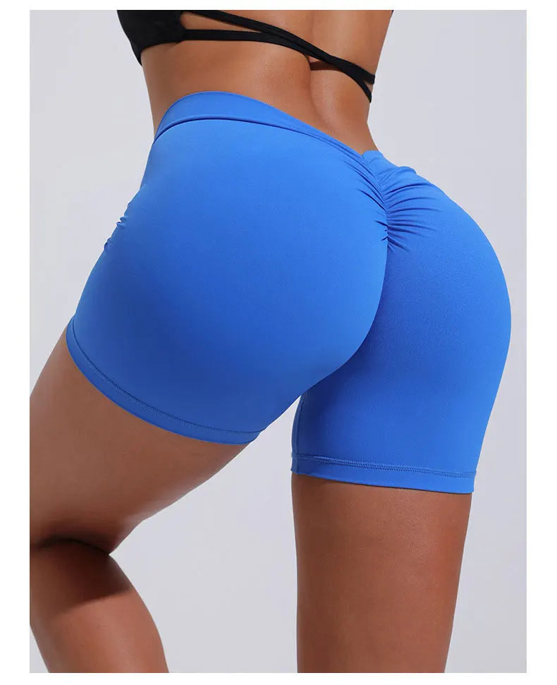 Yoga Shorts Women V Curve Sexy Gym Push Up Shorts Pleated Stretchy  Fitness Tights Cycling Shorts Activewear