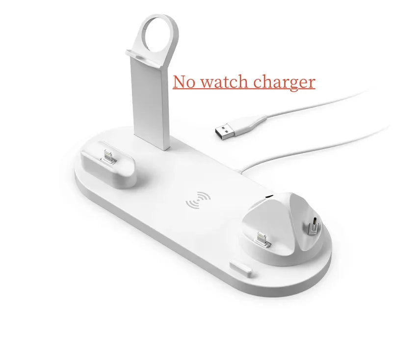 All In 1 Wireless Charger Stand For iPhone 15 14 13 12 11 X Apple Watch Airpods Desk Phone Chargers Fast Charging Dock Station