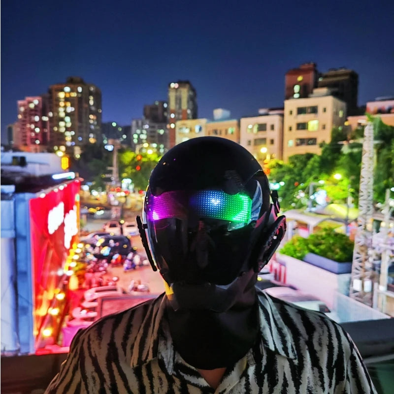 Cyberpunk Mask Cosplay Mask Roleplaying Props Technology Helmet Mechanical DIY Custom LED Mask