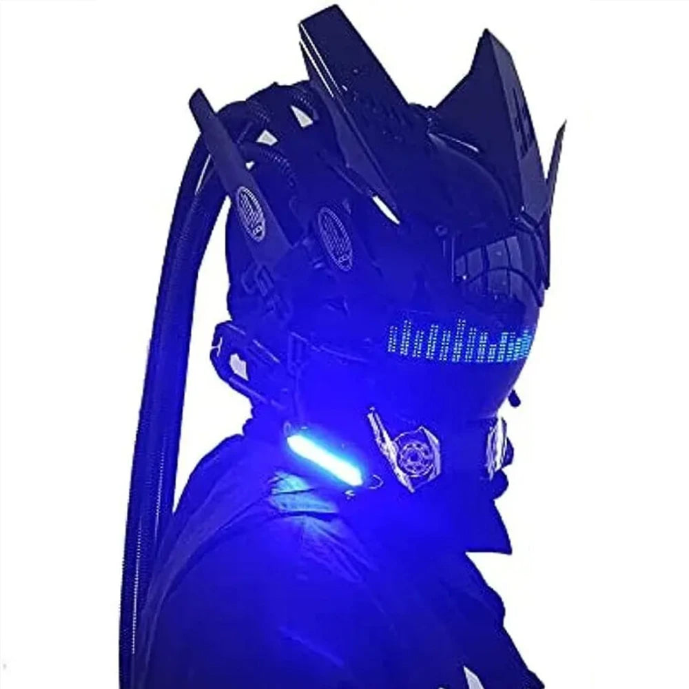 JAUPTO Punk Mask Cosplay for Men,Bluetooth APP Techwear mask, Halloween Cosplay Costume Accessory with LED Lamp, Futuristic Mask