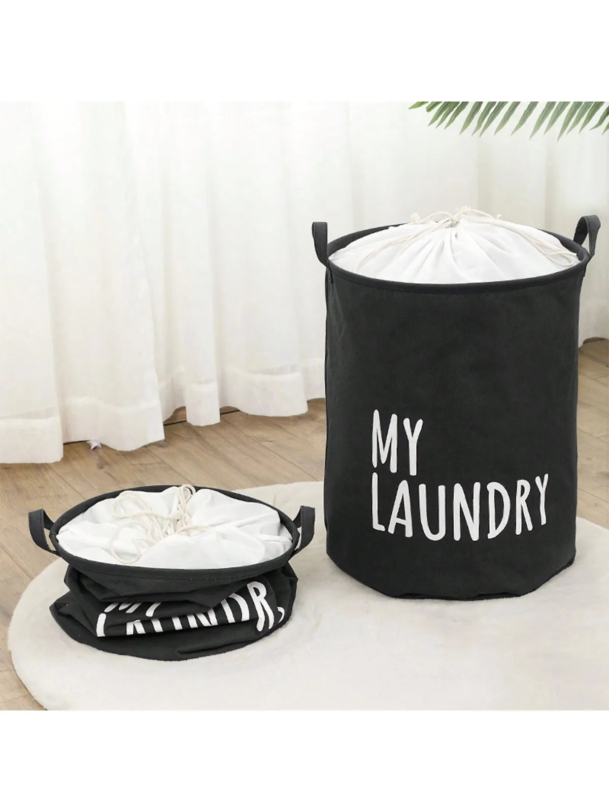 1pc-Foldable Drawstring Laundry Basket Large Capacity Waterproof Clothes Storage Basket For Home Bathroom Children's Toy Organiz