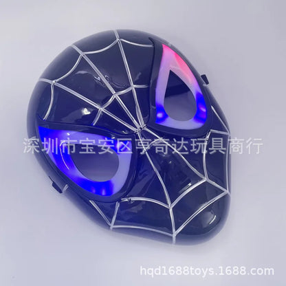 Marvel Luminous Mask Cosplay Costume Anime Spiderman Black Headgear Party Supplies Stage Performance Prop toys Halloween Gifts