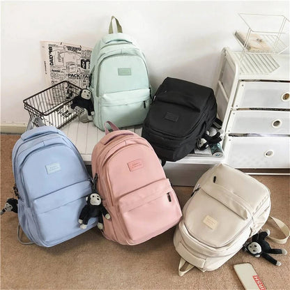 2024 New Solid Color Fashion Lady High Capacity Waterproof College Backpack Trendy Girls Laptop School Bags Girl Travel Book Bag