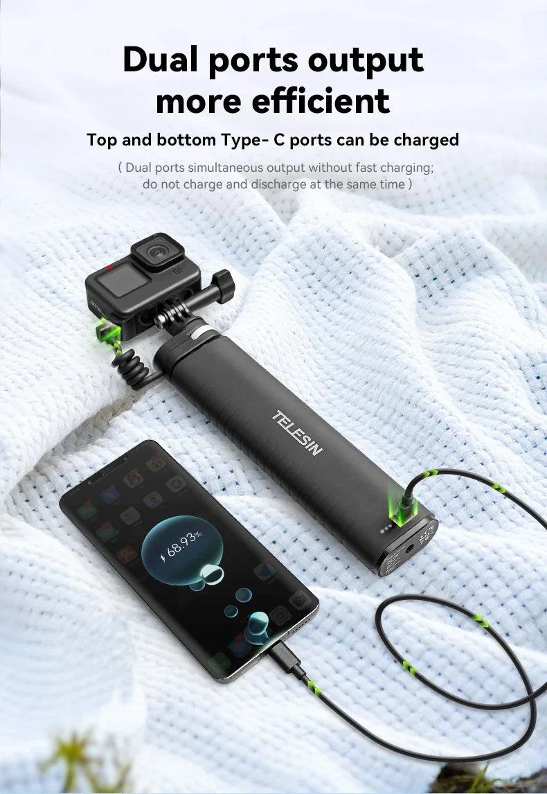 TELESIN Bluetooth Wireless Selfie Stick Fast Charging Power Professional Selfie Stick 90CM Telescoping Selfie Pole