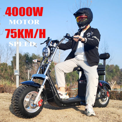 60V25AH 4000W Motor Citycoco Electric Scooter 18 Inch Snowfield Off-road Tire Max Speed 70-80KM/H Max Load 250KG USA STOCK