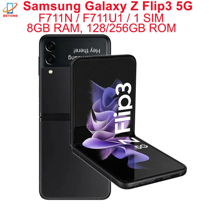 Samsung Galaxy Z Flip 3 Flip3 5G F711U1 F711N F711B 6.7" 8GB 128/256GB NFC Snapdragon Original Unlocked Foldable 95% New Phone