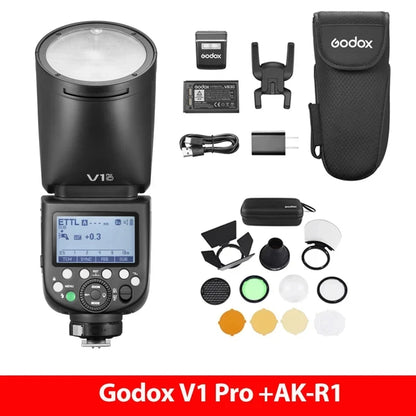 in stock Godox V1 Pro V1Pro for Canon Nikon Sony Fuji Olympus TTL Wireless Transmission Speedlite Li-ion Round Head Camera Flash