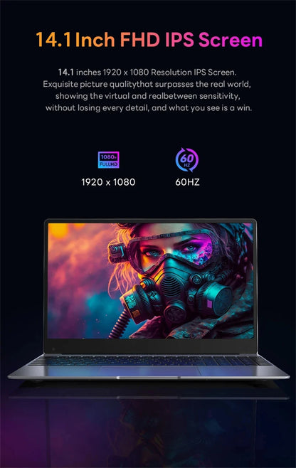 NEW 14.1 Inch Laptop Windows 11 Pro Laptop Computer Intel celeron N5095 HD Screen 16GB RAM 1TB 2TB SSD Gaming laptops Pc Gamer