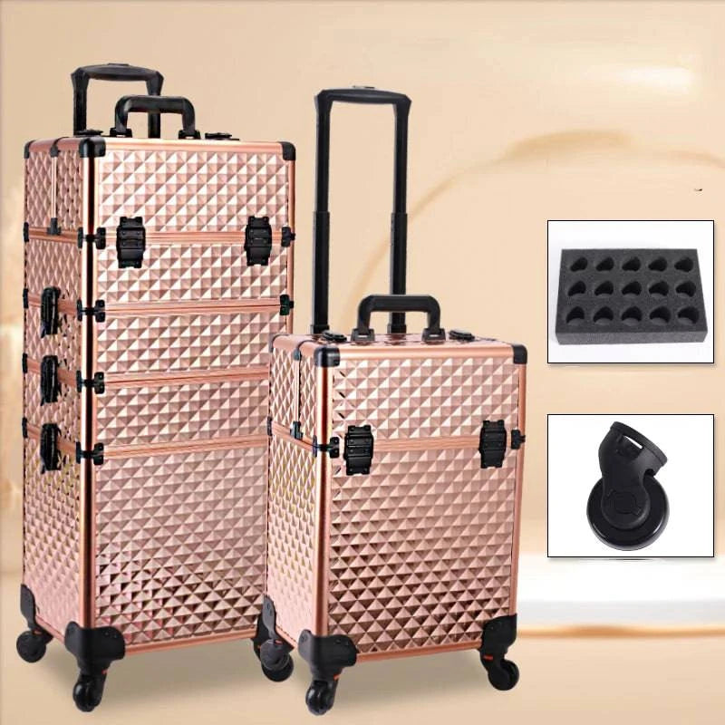 Multi-functional New Trolley cosmetic bag,rolling luggage Makeup Toolbox case Cosmetic Bags on Wheel,Nail tattoo trolley box bag - MarvelouStore